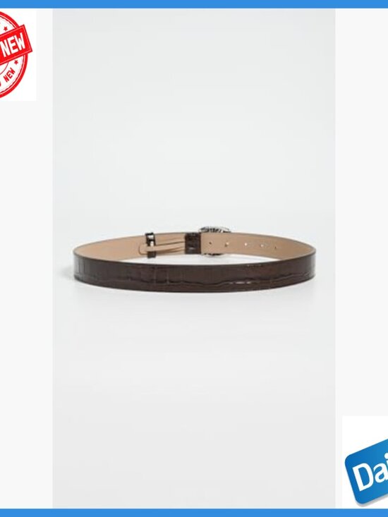 Genuine Leather Fashion Belt with Silver Buckle, Size Medium main image 2